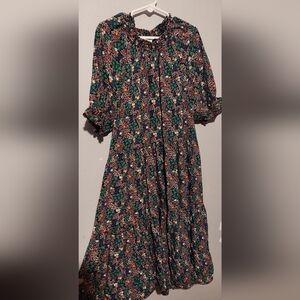 Easter Dress Floral Size XL 14/16 Spring Summer Maxi Tiered Boho Free Assembly